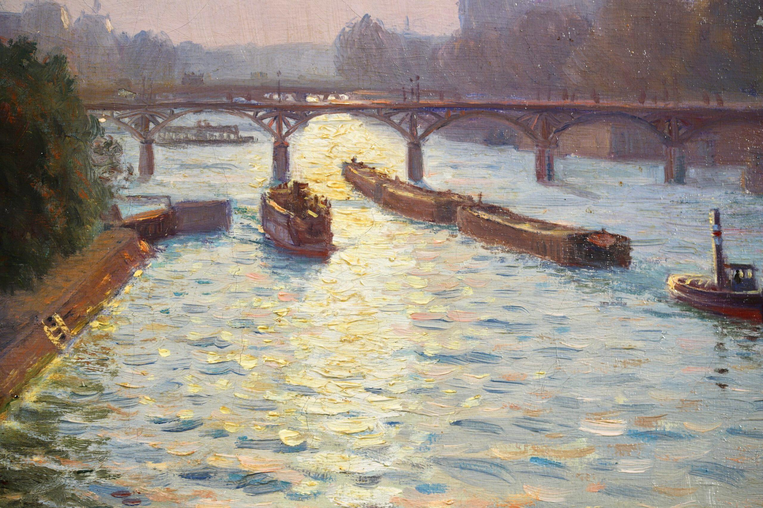 A view from the Pont Neuf - Impressionist Landscape Oil by Charles Guilloux For Sale 8
