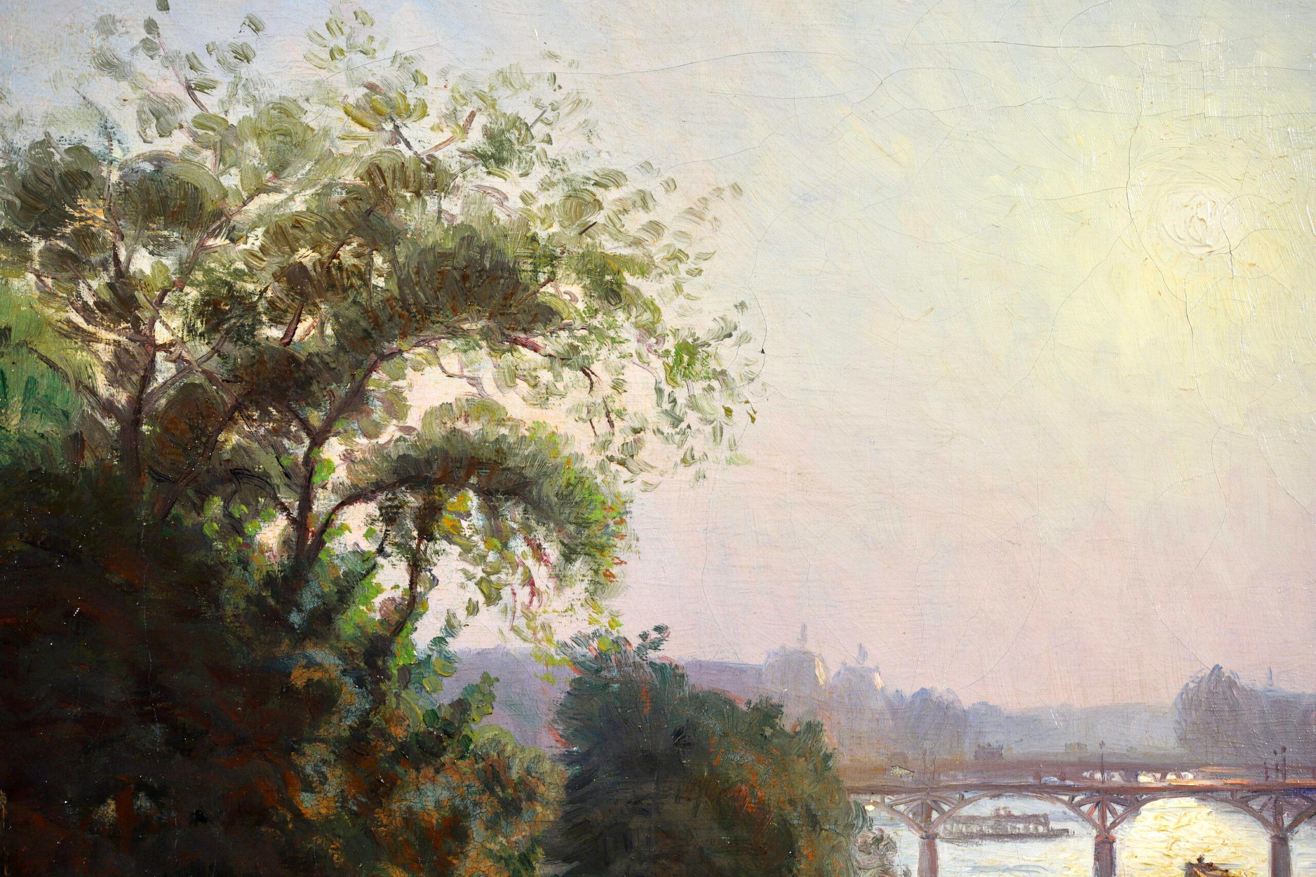 A view from the Pont Neuf - Impressionist Landscape Oil by Charles Guilloux - Painting by Charles-Victor Guilloux