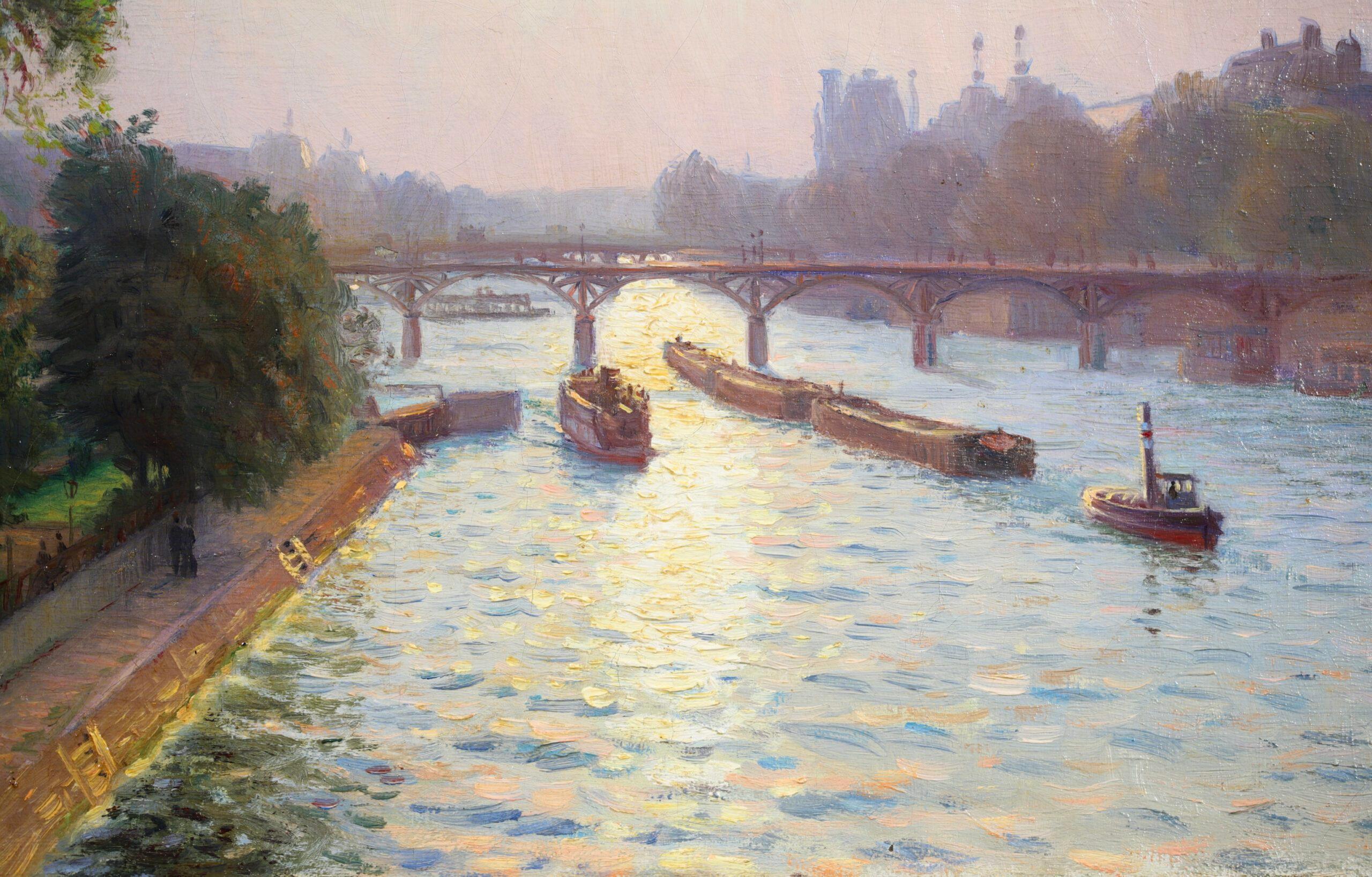 A view from the Pont Neuf - Impressionist Landscape Oil by Charles Guilloux For Sale 3