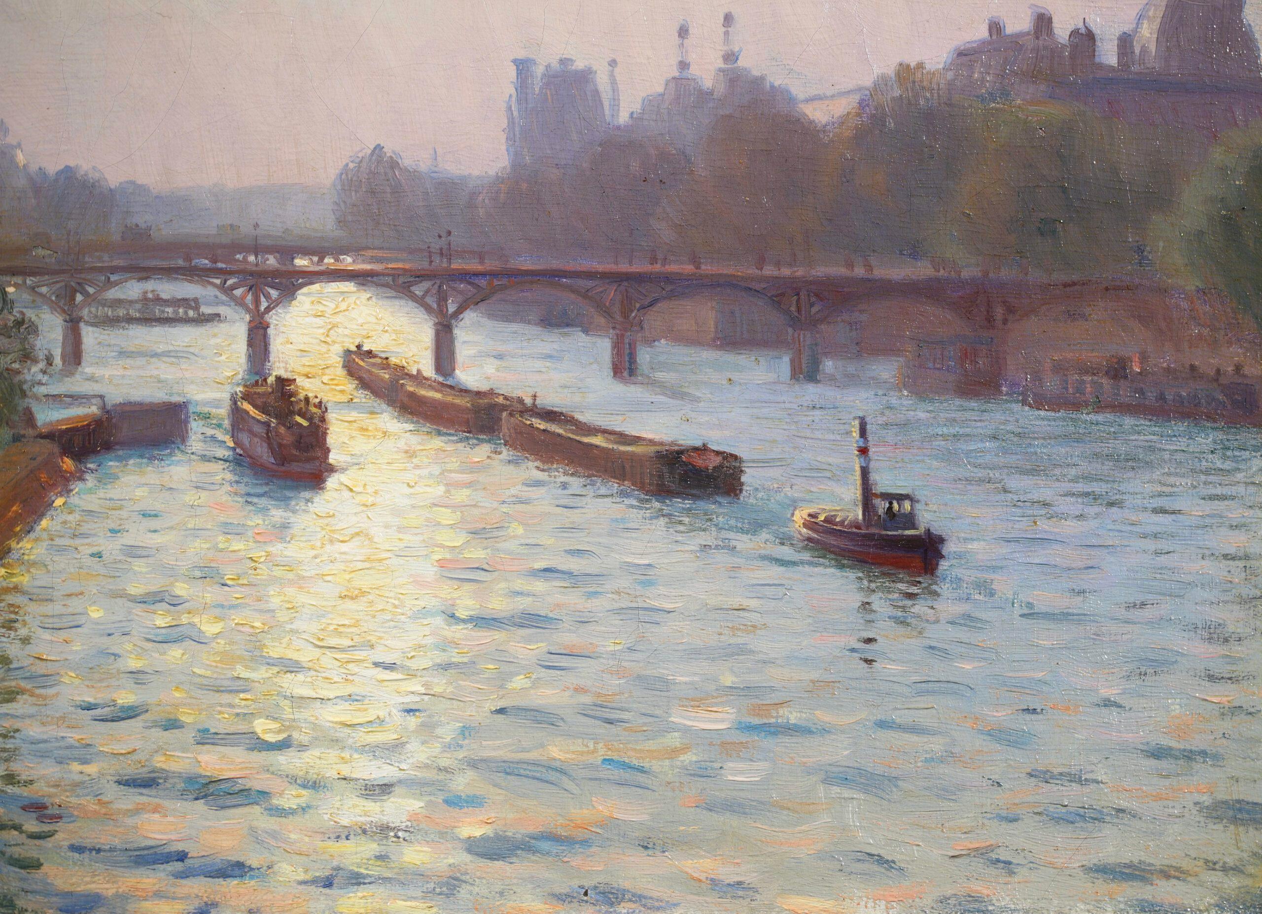 Eine Ansicht aus dem Pont Neuf – Impressionistische Landschaft, Öl von Charles Guilloux im Angebot 3