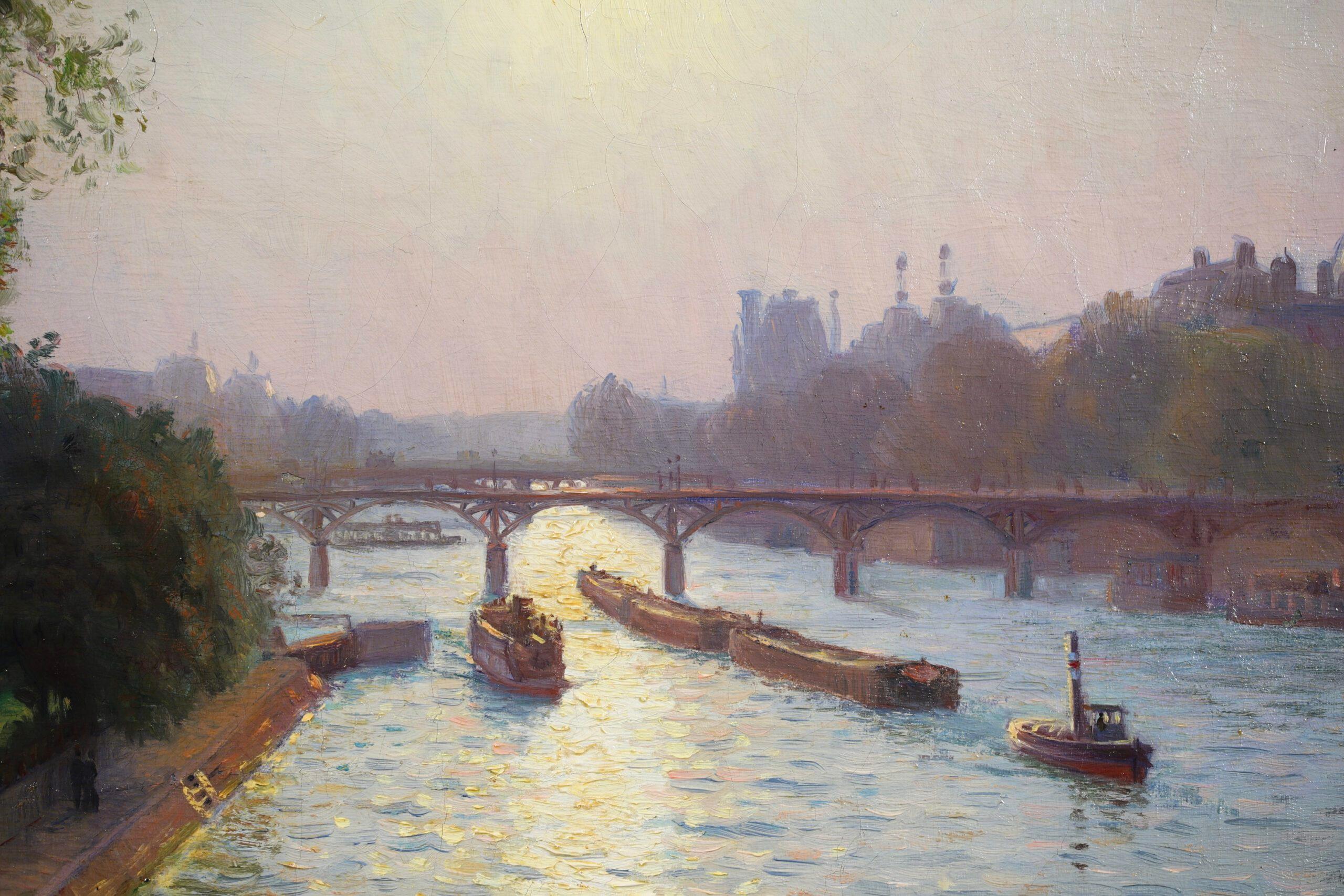 A view from the Pont Neuf - Impressionist Landscape Oil by Charles Guilloux For Sale 5