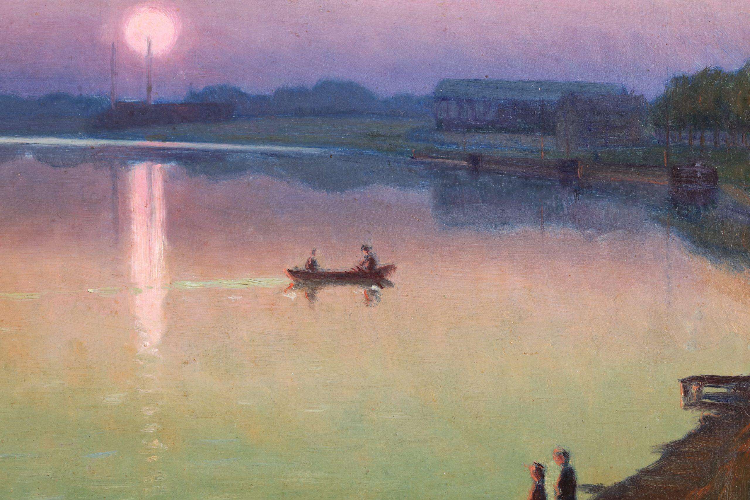 Clair de lune - Pintura al óleo de paisaje impresionista de Charles Guilloux - Painting Impresionista de Charles-Victor Guilloux