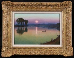Clair de lune - Pintura al óleo de paisaje impresionista de Charles Guilloux