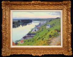 La Seine a Herblay - Impressionist Landscape Oil Painting by Charles Guilloux