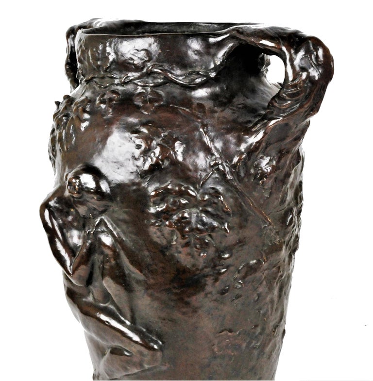 Charles Vital-Cornu, French Art Nouveau Bronze Sculptural Floral Vase, 1900s In Good Condition For Sale In New York, NY