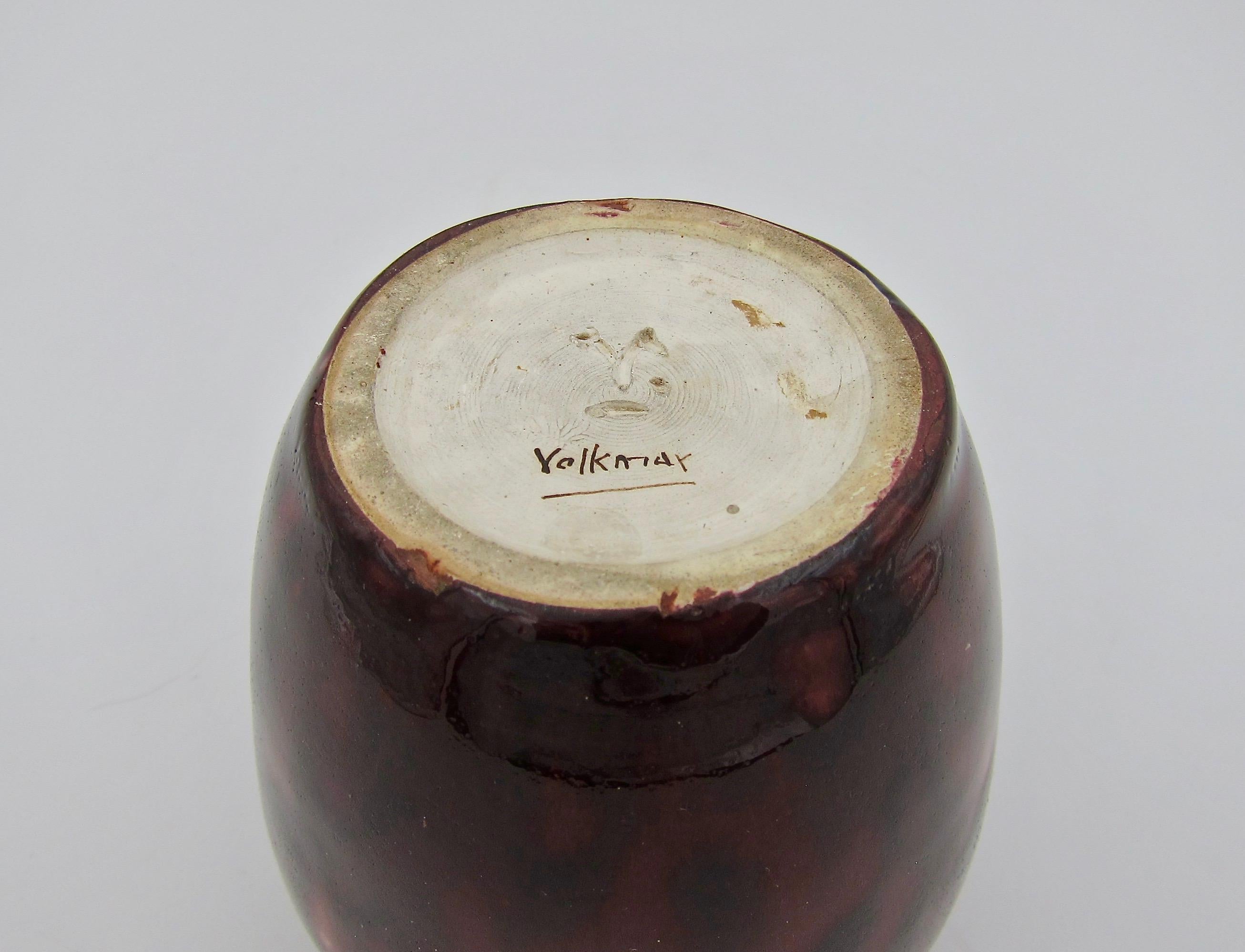 Charles Volkmar Glazed Ceramic Arts & Crafts Vase 5