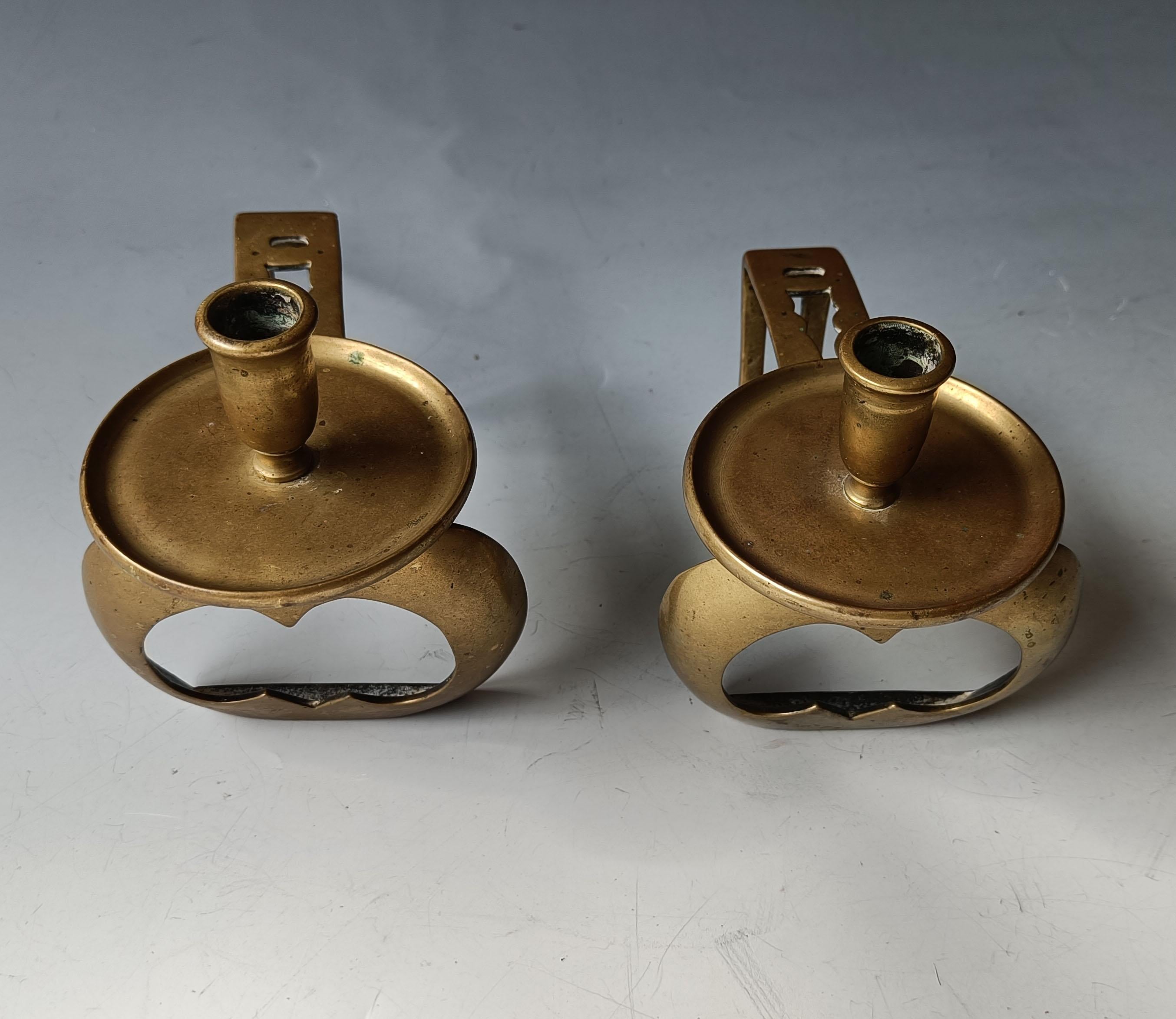 Inglese Charles Voysey Design PAIR Antique Candle stick holders decorative décor in vendita