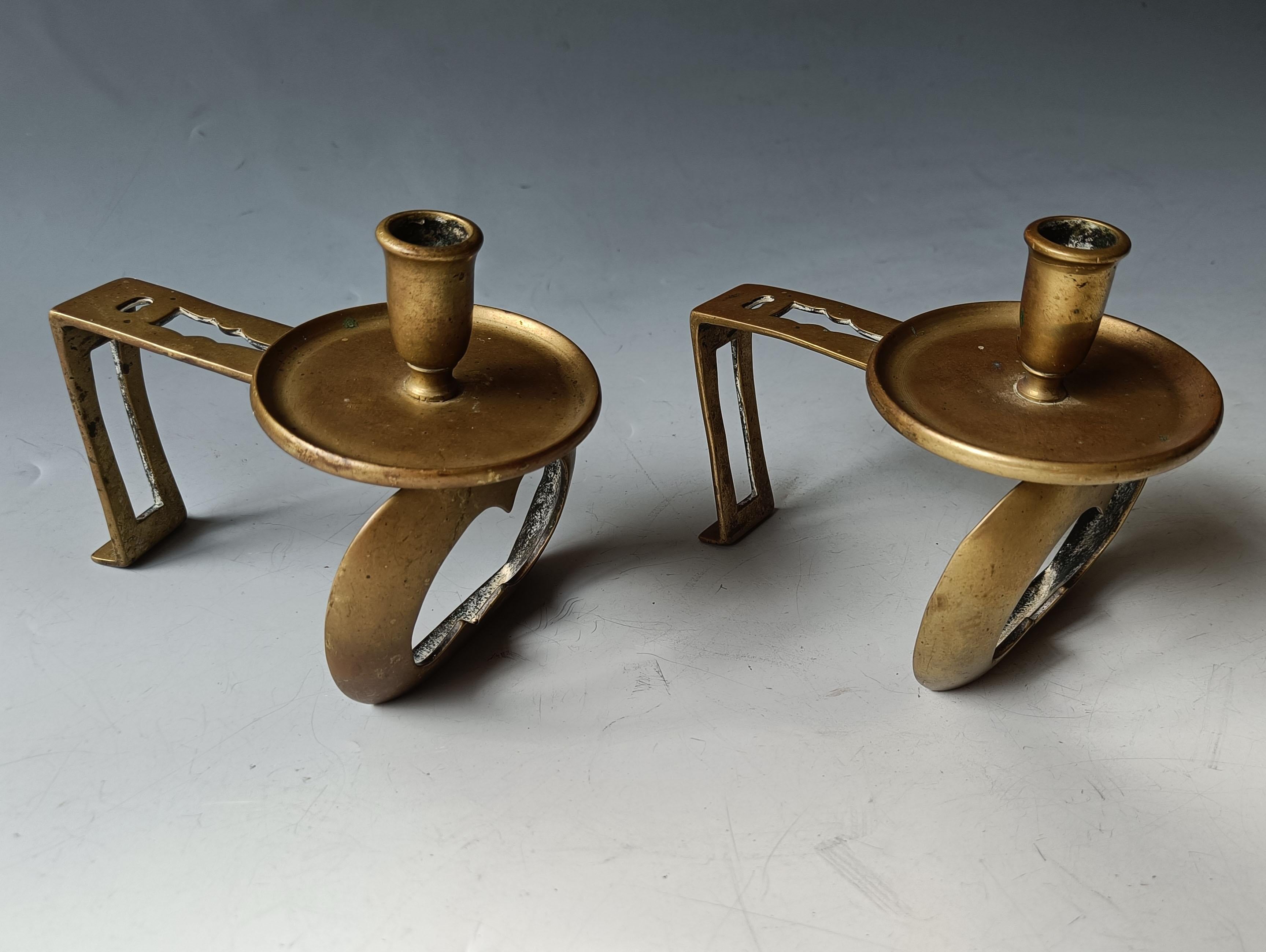 Martellato Charles Voysey Design PAIR Antique Candle stick holders decorative décor in vendita