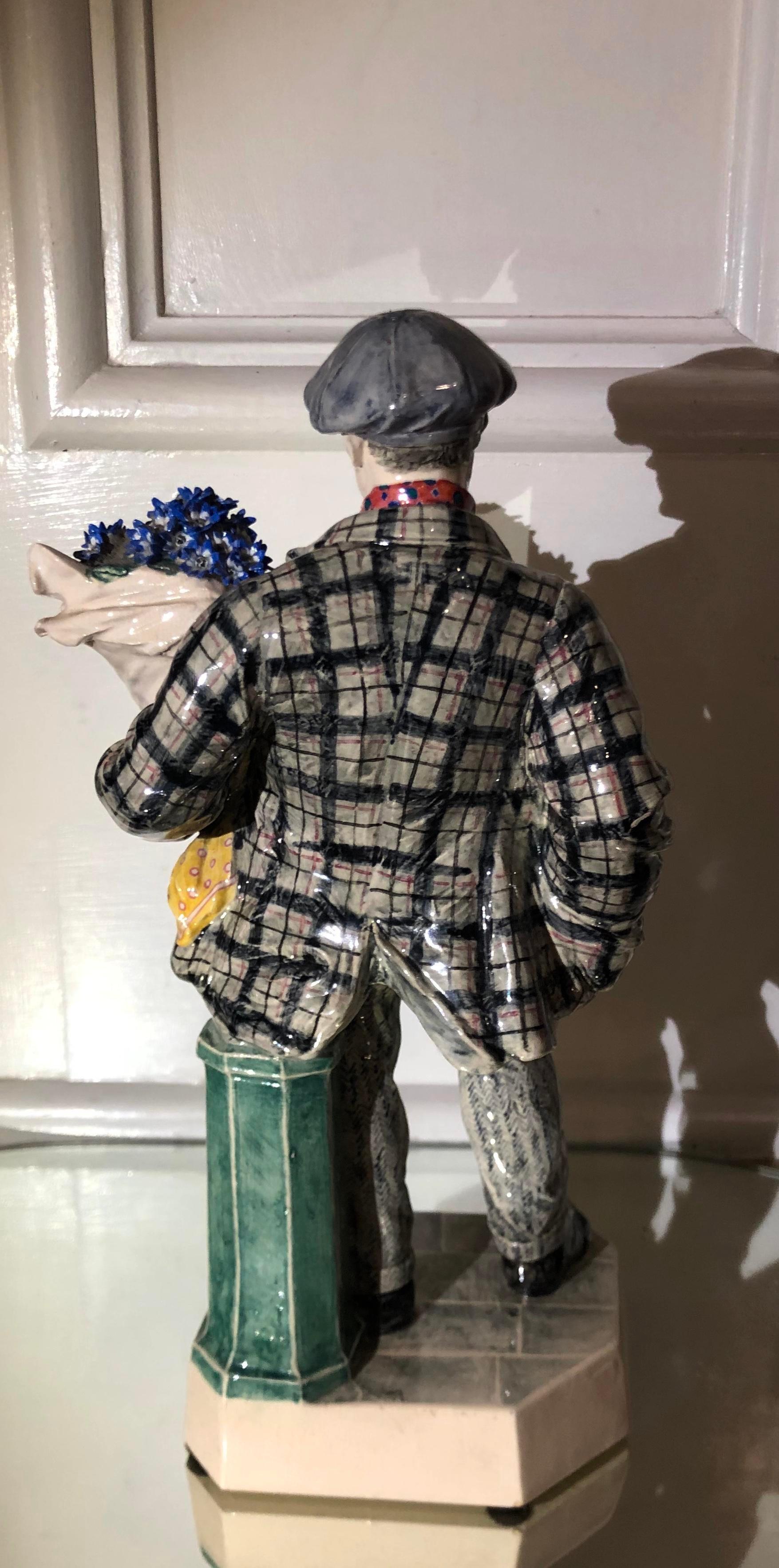 Early 20th Century Charles Vyse British Studio Art Pottery Figure of Cineraria Boy, circa 1925Art D For Sale