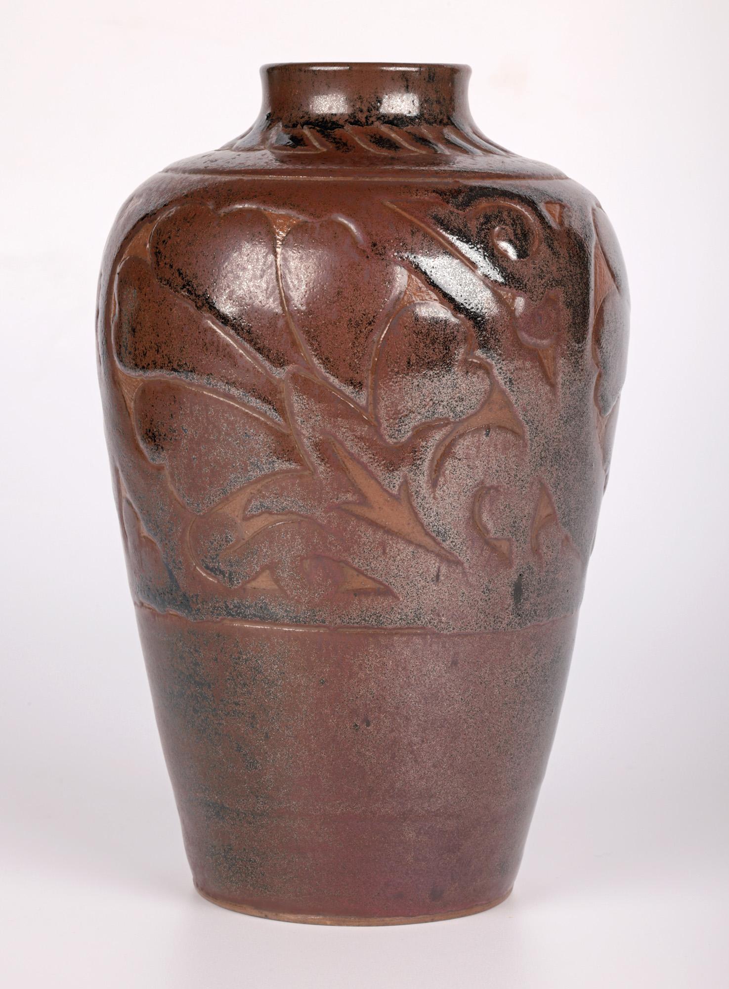 Charles Vyse Studio Pottery Foliate Pattern Vase, 1928 In Good Condition For Sale In Bishop's Stortford, Hertfordshire