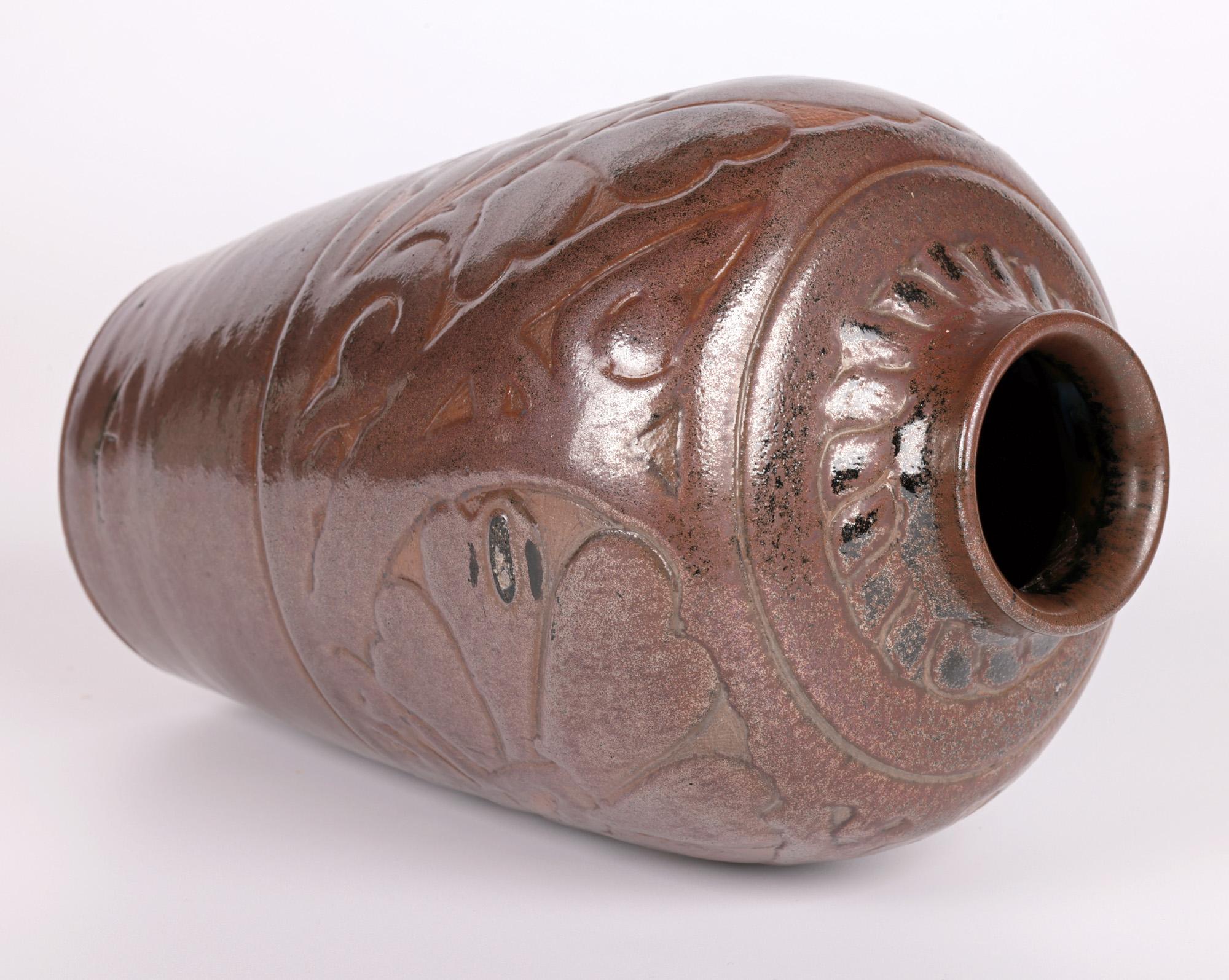 Early 20th Century Charles Vyse Studio Pottery Foliate Pattern Vase, 1928 For Sale