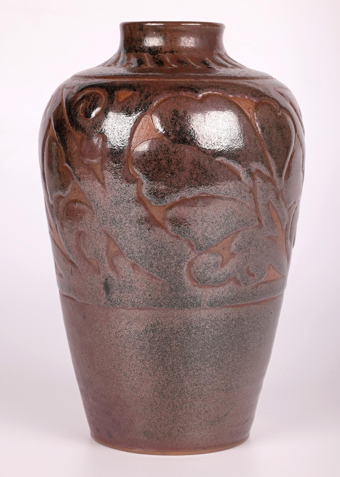 Ceramic Charles Vyse Studio Pottery Foliate Pattern Vase, 1928 For Sale
