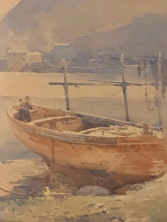 Charles W. Adderton (English 1866-1944) Signed Watercolor of Boats on Shore