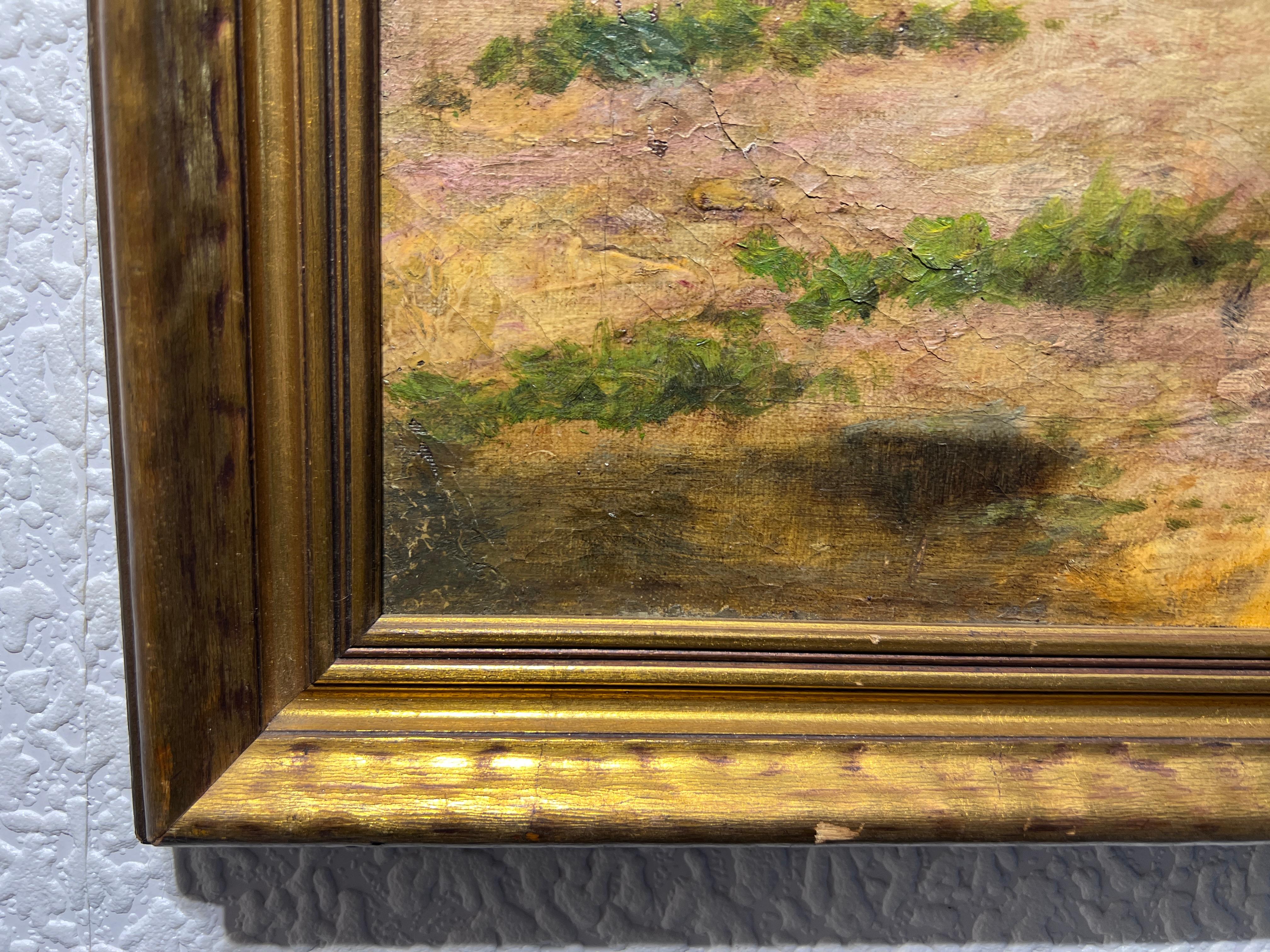 Up for sale is this antique original oil painting on canvas  depicting a rural landscape with horses by listed British Artist Charles W. Oswald.
Charles W. Oswald was a Victorian landscape and animal painter known for his work depicting highland