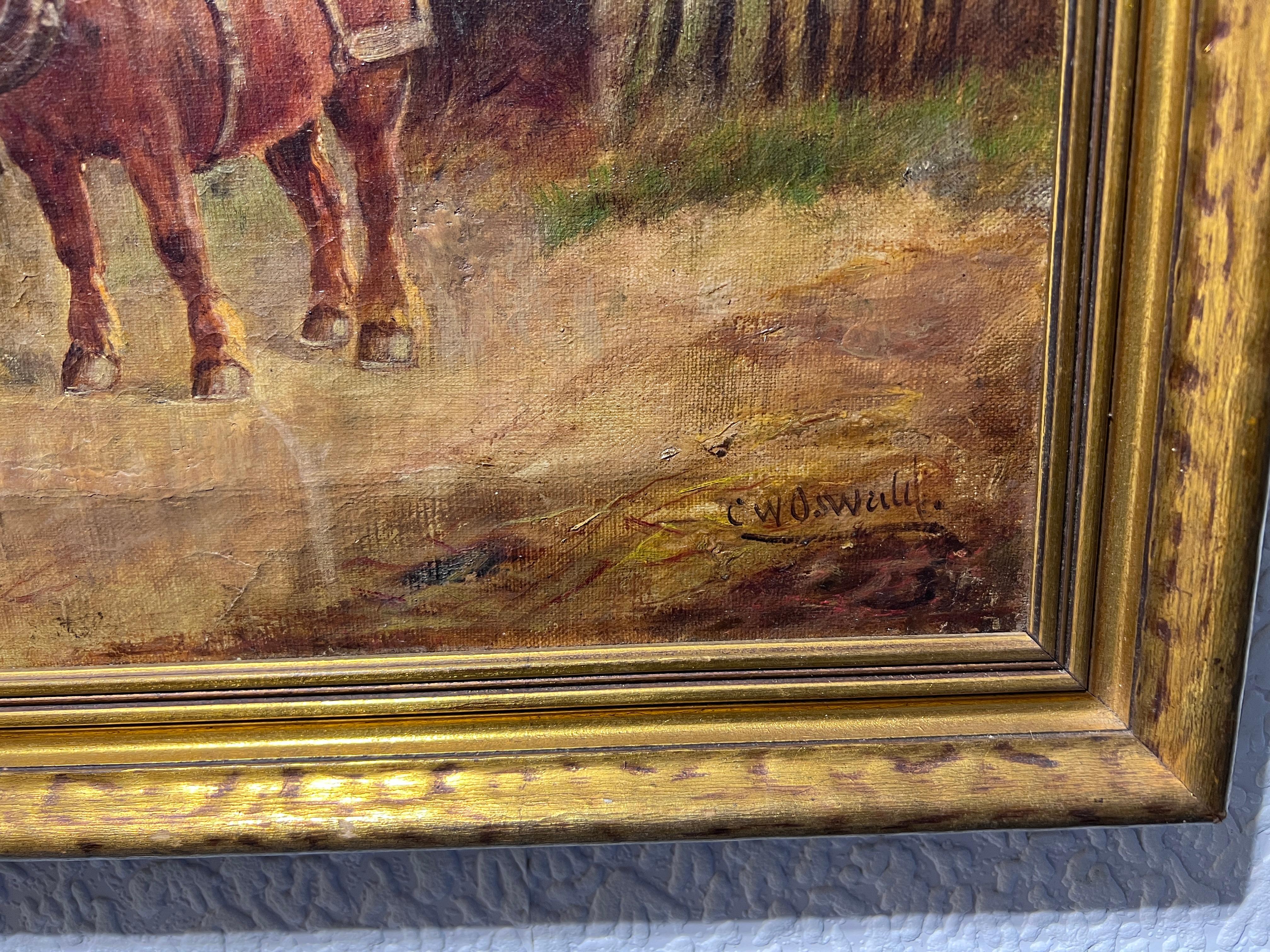 Listed British Artist Charles W.Oswald (b.1850) original oil painting on canvas 3