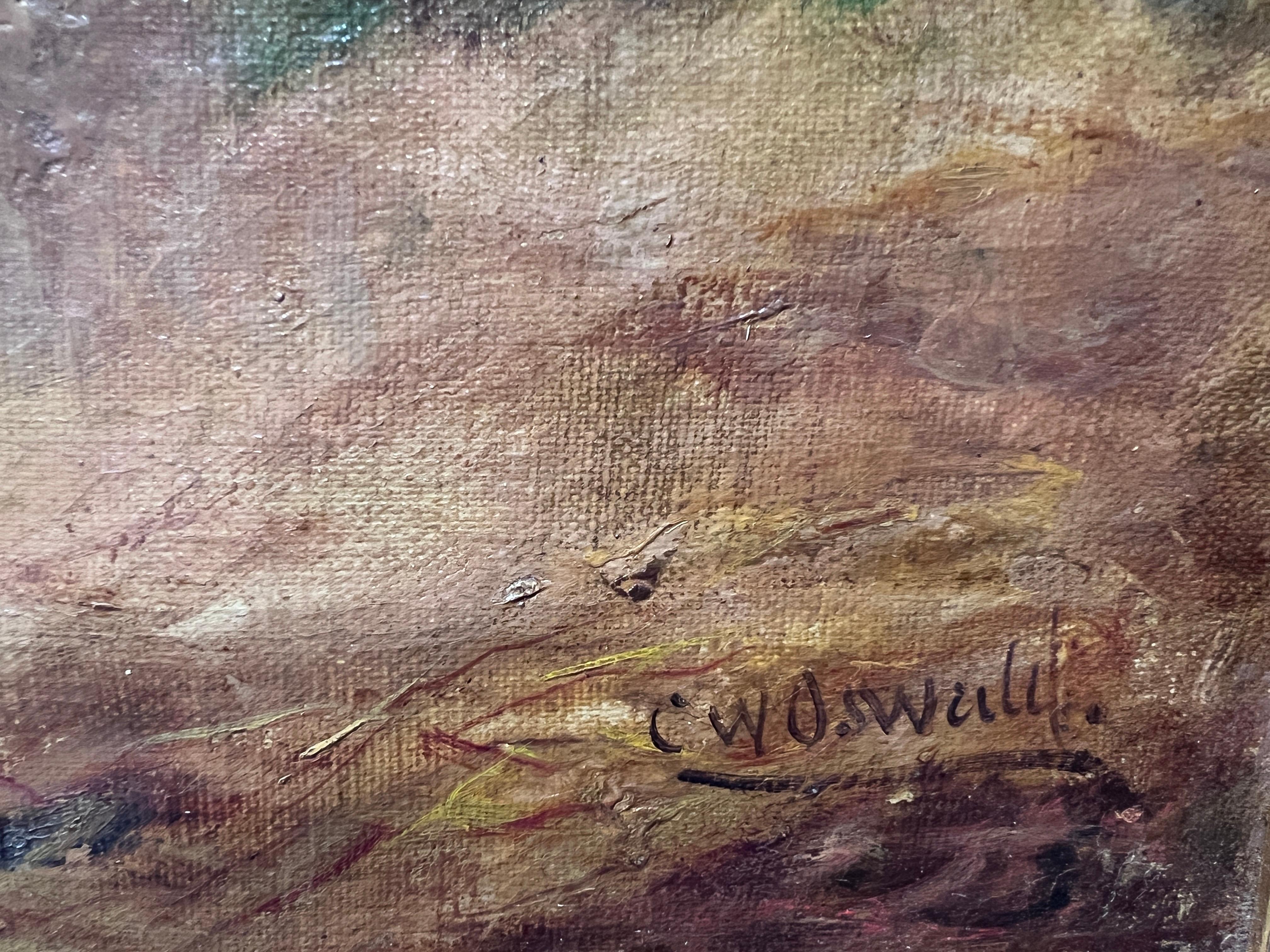 Listed British Artist Charles W.Oswald (b.1850) original oil painting on canvas 4