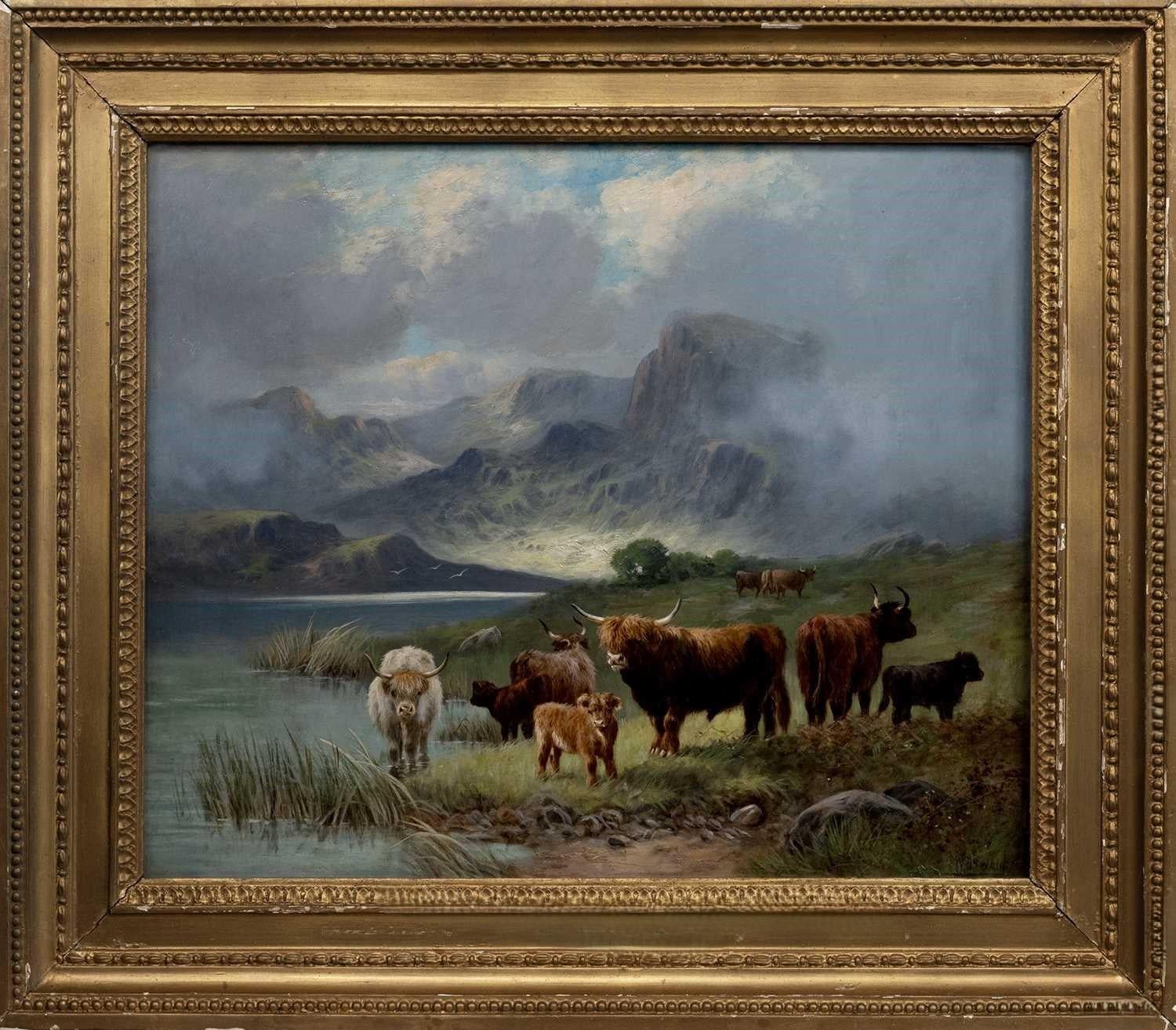 Highland Cattle And Scottish Mountain oil painitng Scene By Charles W Oswald 7