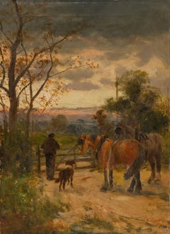 Charles W. Oswald - Öl aus dem frühen 20. Jahrhundert, Ein Spätsommerabend