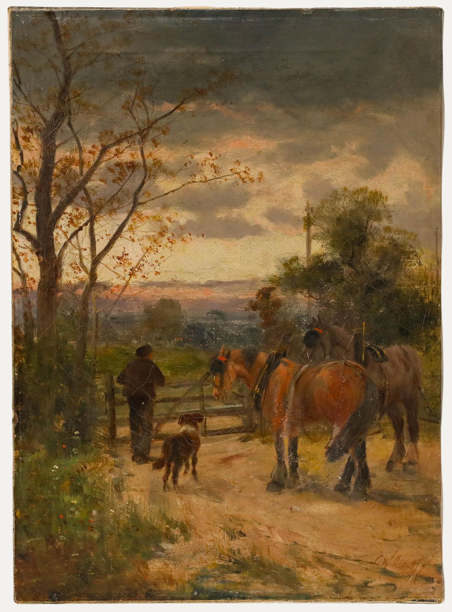 Charles W. Oswald - Early 20th Century Oil, A Late Summer's Evening
