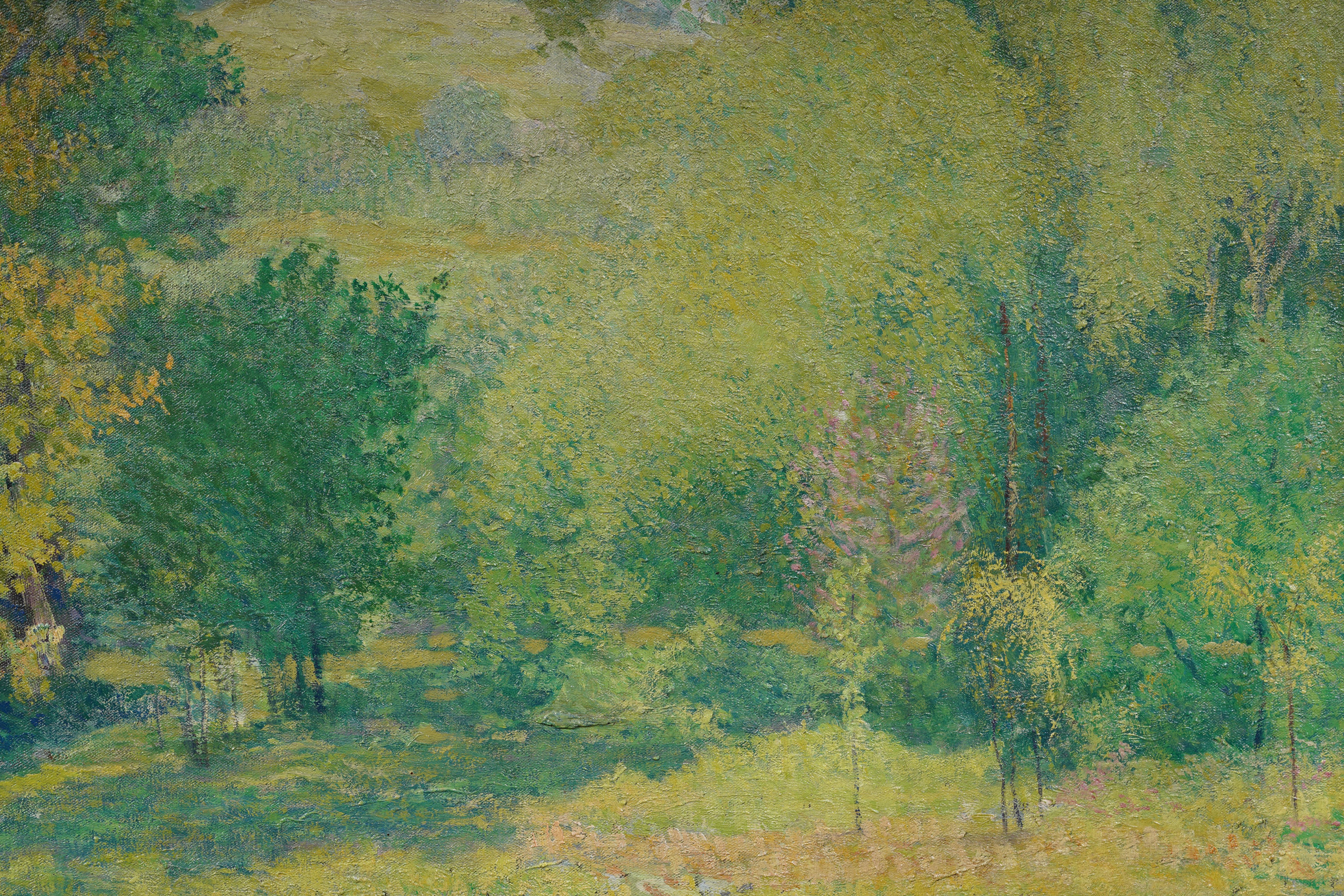 Antike amerikanische Pennsylvania Impressionist Gerahmte Landschaft Seltene Ölgemälde im Angebot 4