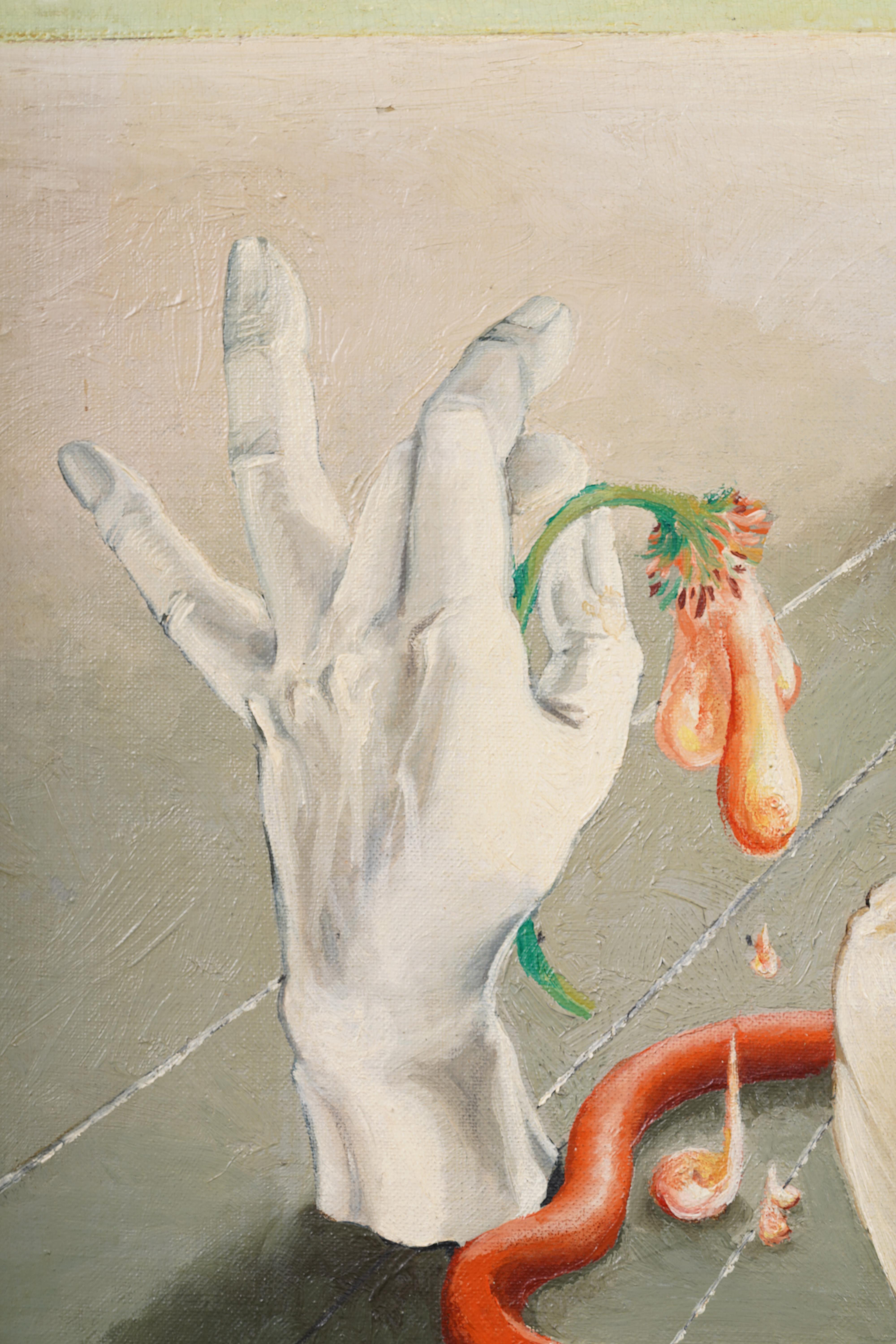 Antico dipinto ad olio del periodo modernista americano, nudo maschile, capolavoro surrealista in vendita 2