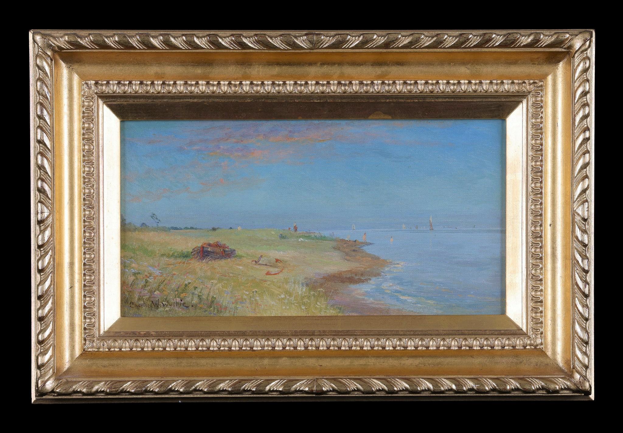 Antique 19th Century Oil Painting : 'The Fringe of the Island, East Mersea'