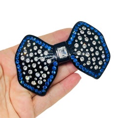 CHARLES WAHBA signed vintage Made in FRANCE resin rhinestones bow hair barette
