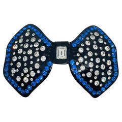 CHARLES WAHBA signed vintage Made in FRANCE resin rhinestones bow hair barette