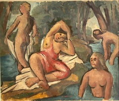 Charles WALCH (1896-1948) - Bathing In The River, Gouache