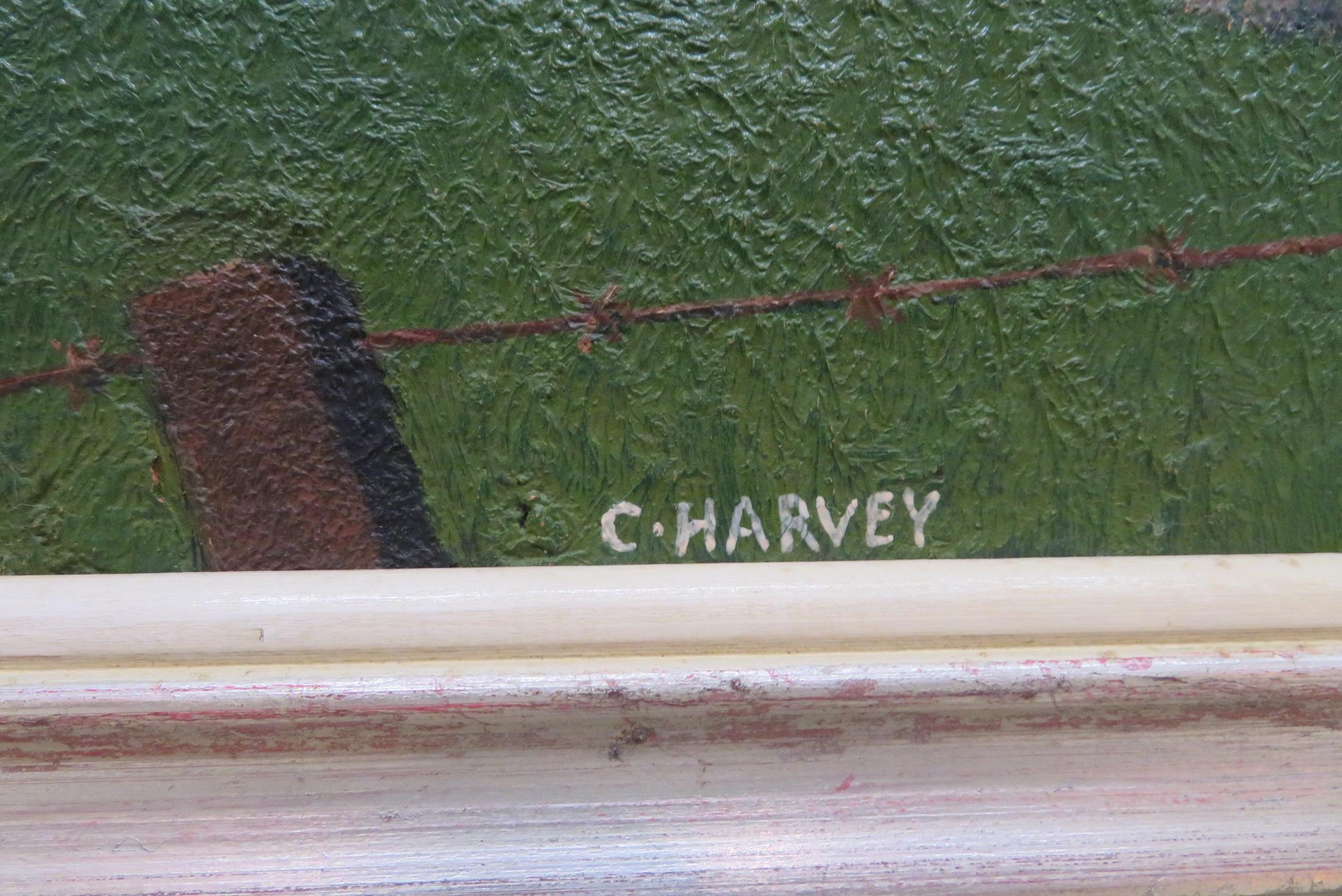 Irisches ORIGINAL Mitte des 20. Jahrhunderts pointillistisches Impasto-Ölgemälde Bäume Landschaft – Painting von Charles Walter Harvey