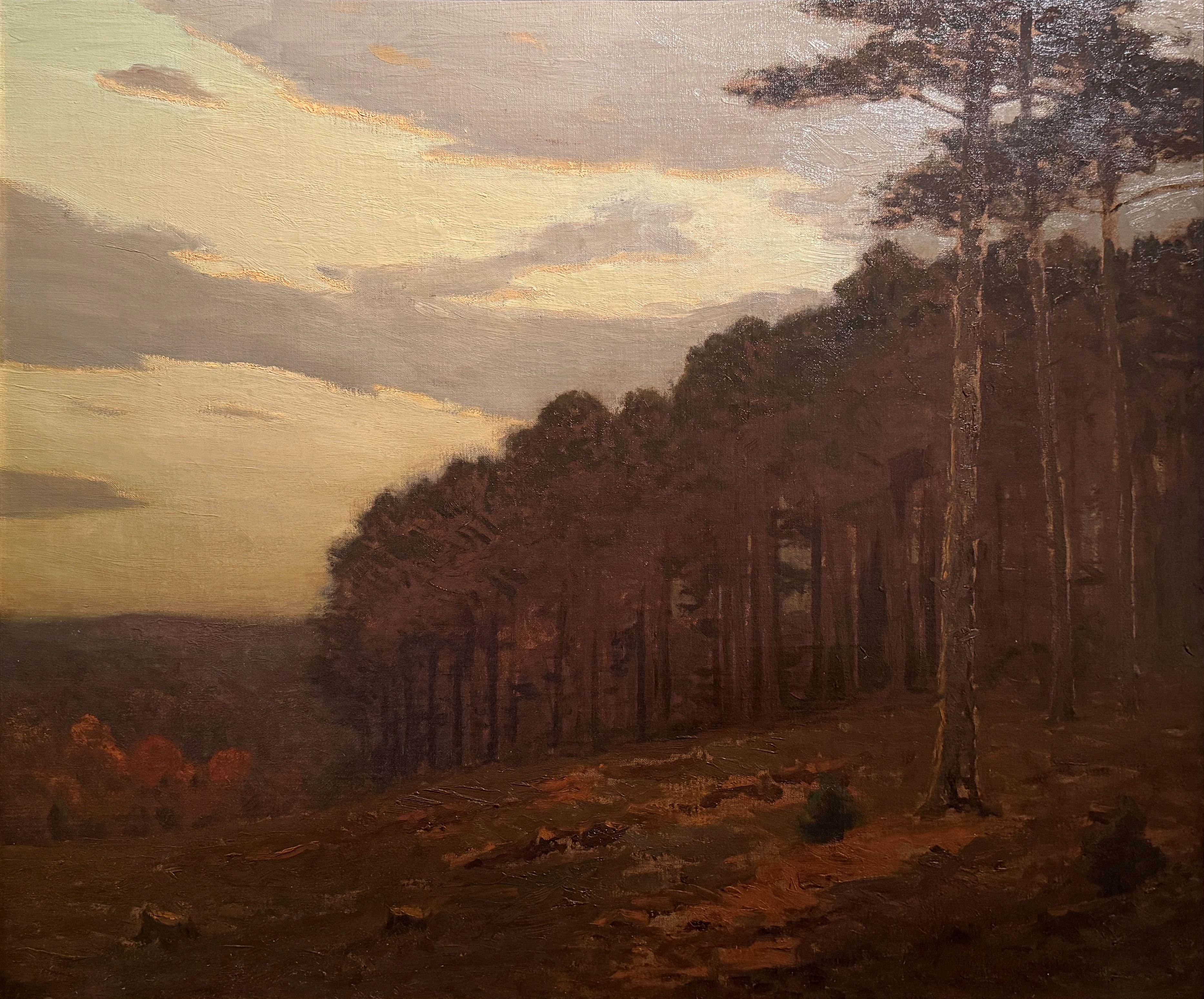 "Autumn, New England" Charles Warren Eaton, Tonalist Gloaming Sunset in Woods