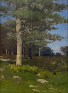 "Pini bianchi orientali, 1910 circa", Paesaggio del New England, Pittura a olio firmata