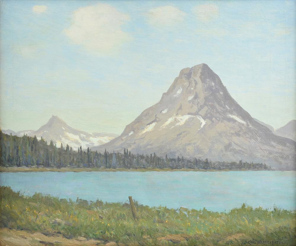 Landscape Painting Charles Warren Eaton - ""Mount Rockwell, Glacier National Park, Montana", Vue de paysage de lac de montagne