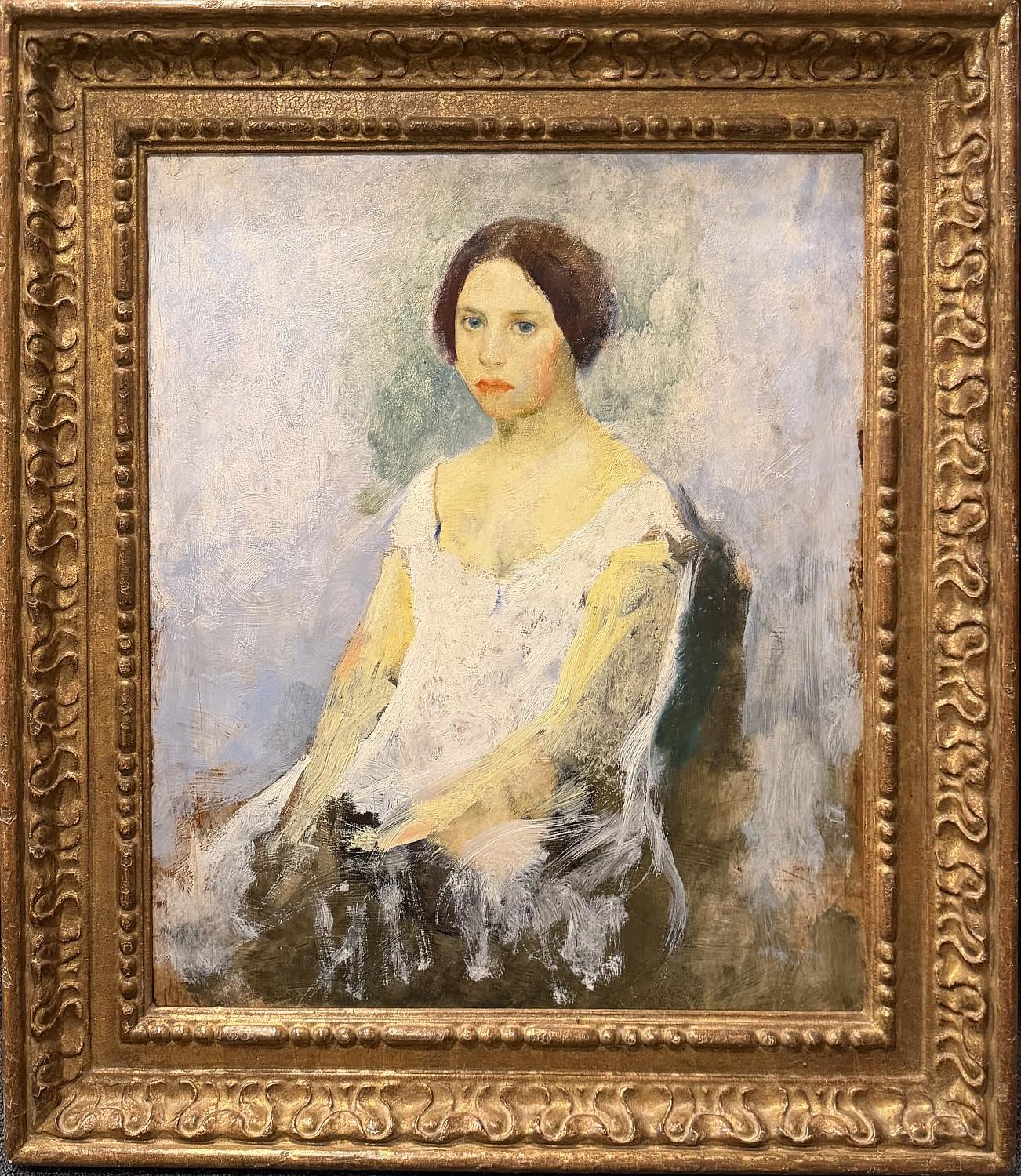 Portrait d'une jeune fille - Painting de Charles Webster Hawthorne 