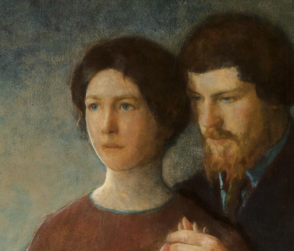 Les Amoureux - Noir Portrait Painting par Charles Webster Hawthorne