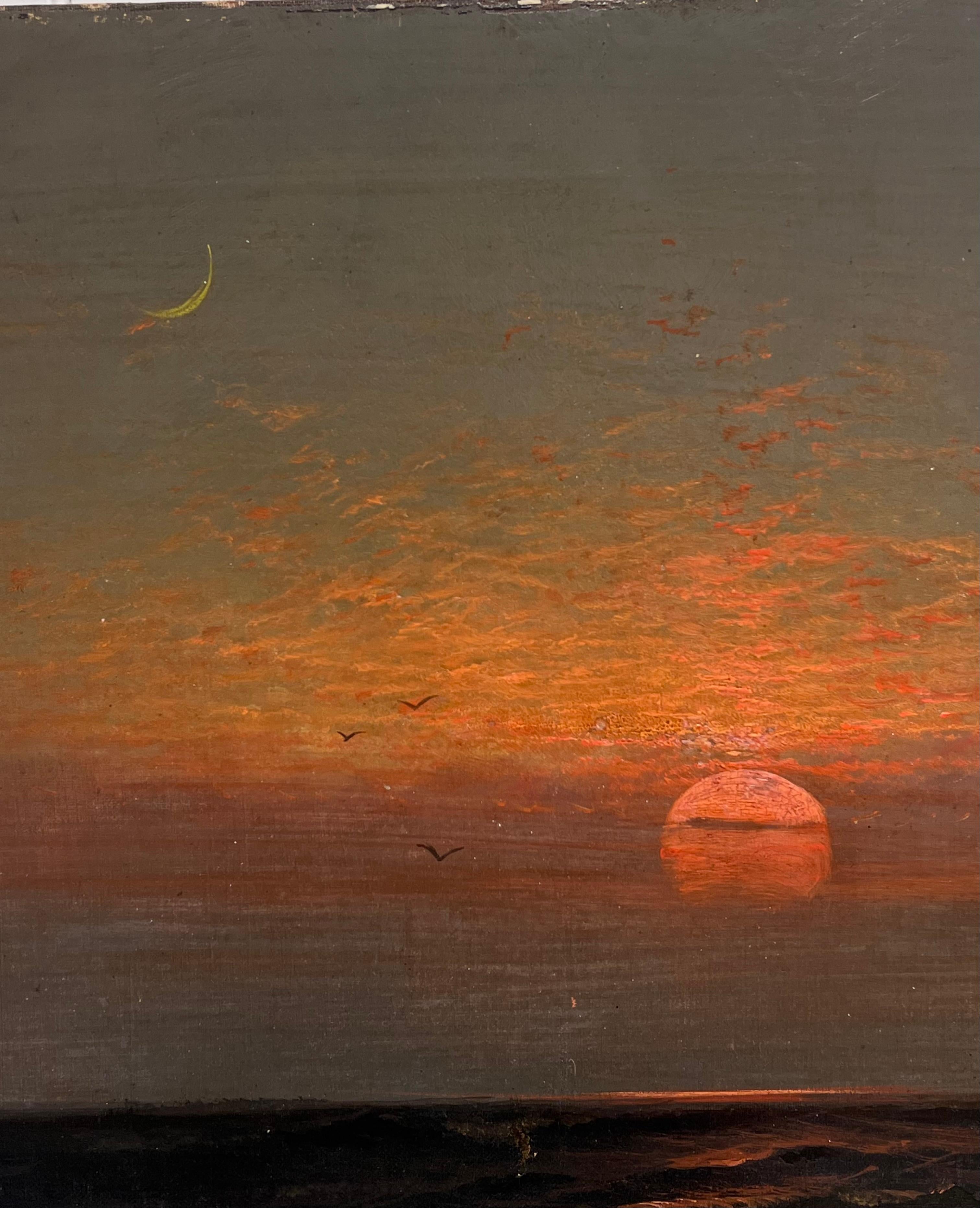 Feine sehr große 19. Jahrhundert Englisch Marine Ölgemälde Wreckers Sunset Coast im Angebot 3