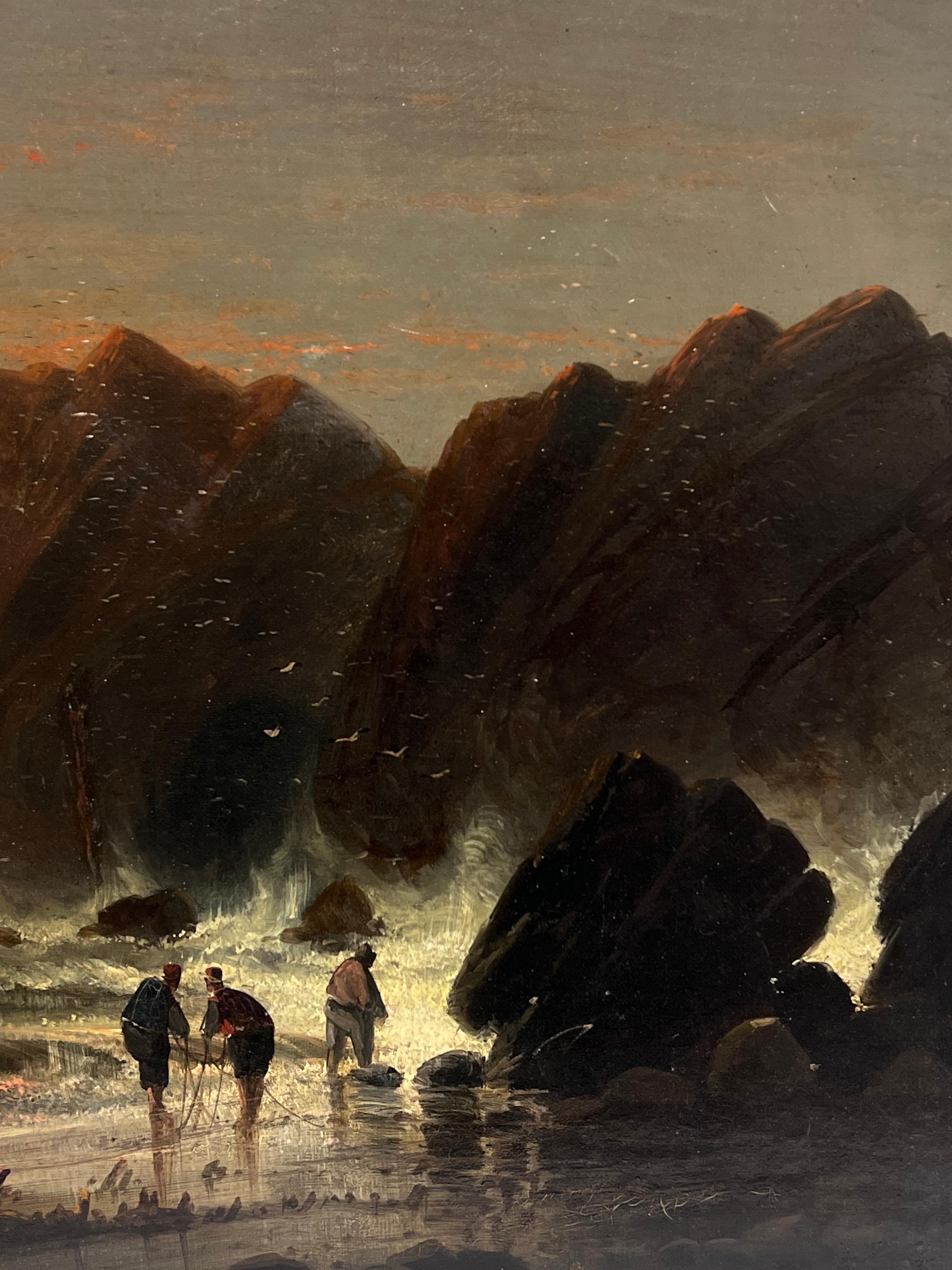 Feine sehr große 19. Jahrhundert Englisch Marine Ölgemälde Wreckers Sunset Coast im Angebot 4