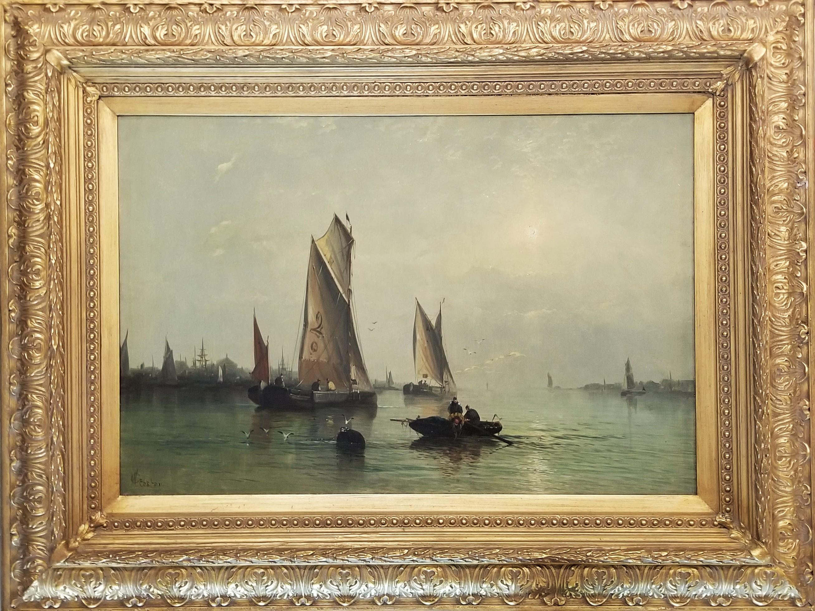 Mañana en el Mersey, Liverpool, Reino Unido - Painting de Charles Webster