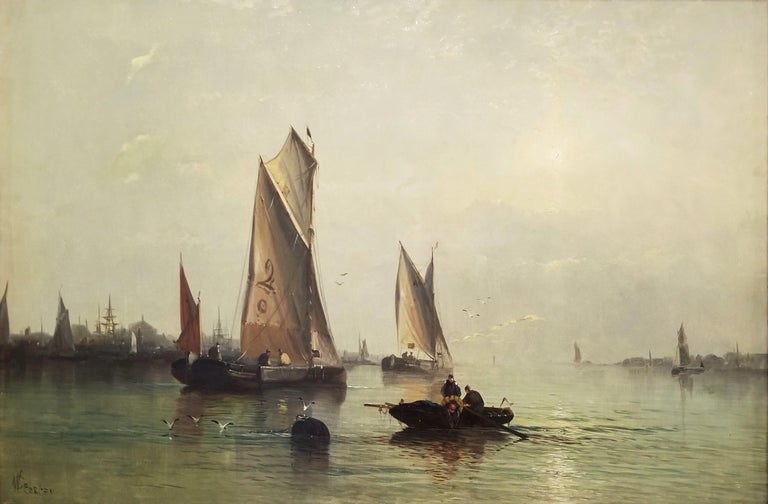 Charles Webster Landscape Painting - Morning on the Mersey, Liverpool, UK
