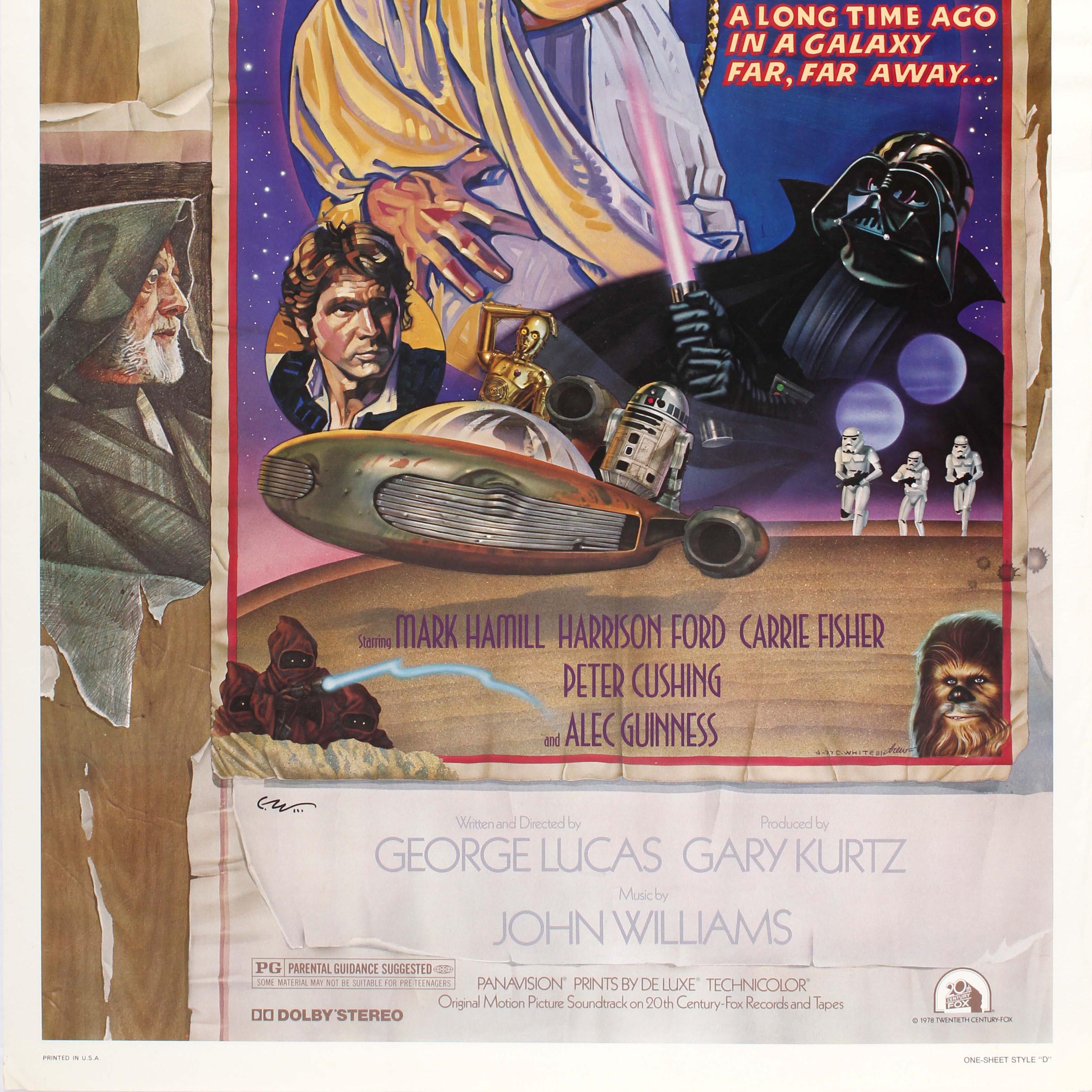 Original Vintage Movie Poster Star Wars Saga Episode IV A New Hope Style D  For Sale 1