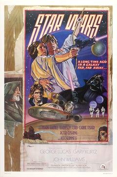 Affiche vintage d'origine du film Star Wars Saga épisode IV A New Hope Style D 