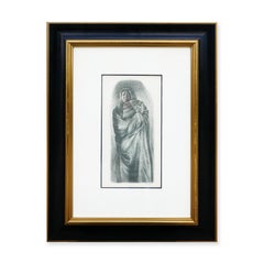 Black and White Print of a Woman in a Shroud