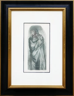 Black and White Print of a Woman in a Shroud