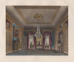 Ante Room Carlton House, Regency colour aquatint of Royal Residences, circa 1820