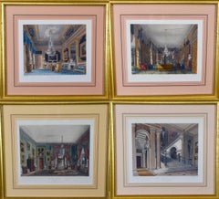 Four 19th Century Hand Colored Engravings Depicting English Royal Residences