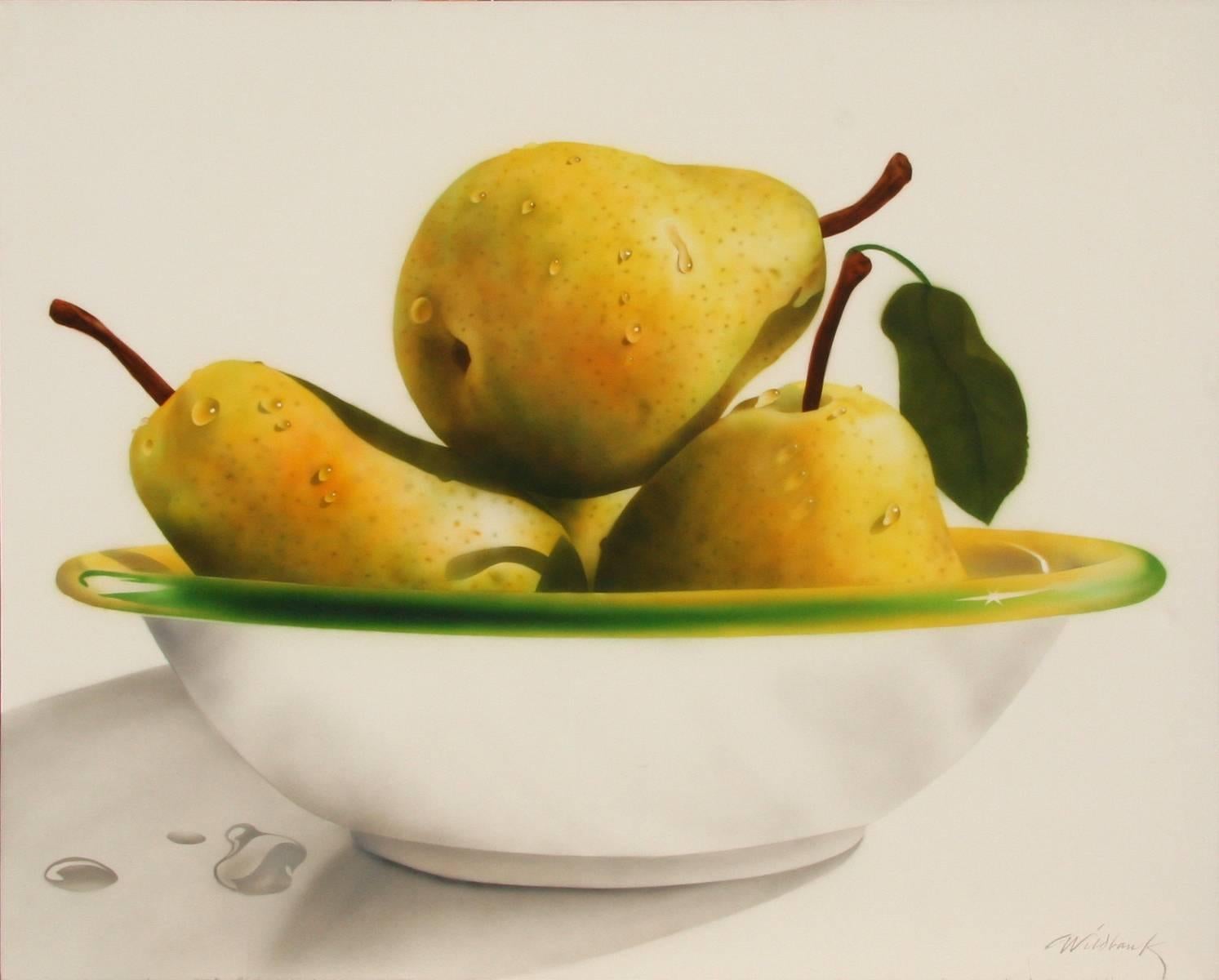 "Bowl of Pears, " Large Acrylic Painting on Canvas by Charles Wildbank