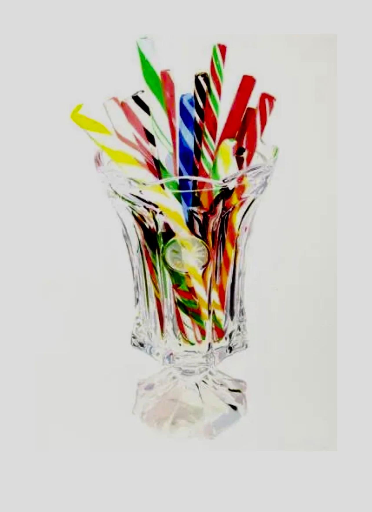 Large Still Life Photorealism Acrylic Painting Candy Canes in Vase Photo Realist For Sale 7