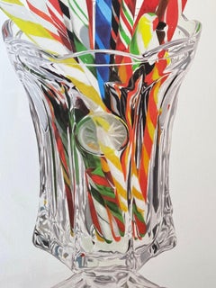 Grande Natura Morta Fotorealismo Pittura Acrilica Bastoncini di zucchero in vaso Foto Realista