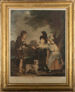 Antique Wilkin after Beechey - 1796 Stipple Engraving, Children Relieving a Beggar Boy
