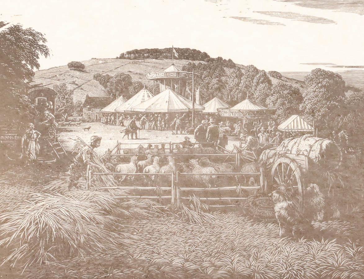 Charles William Taylor (1878-1960) - Framed Wood Engraving, Findon Sheep Fair For Sale 1
